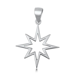 Sterling Silver Sun Burst Pendant North Star Cutout Comic POW! Charm 925 New