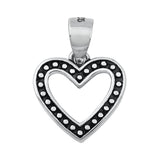 Sterling Silver Granulated Bali Promise Heart Pendant Love Cutout Open Charm 925