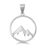 Sterling Silver Mountain Range Pendant Open Hoop Circle Nature Charm 925 New