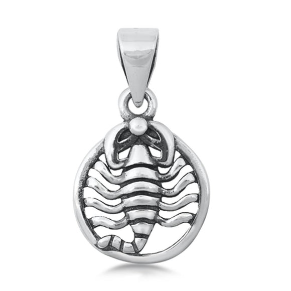 Sterling Silver Scorpion Pendant Scorpio Open Hoop Zodiac Astrology Charm 925