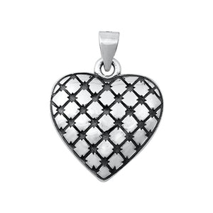 Sterling Silver Cute Quilted Heart Pendant Promise Love Forever Charm 925 New