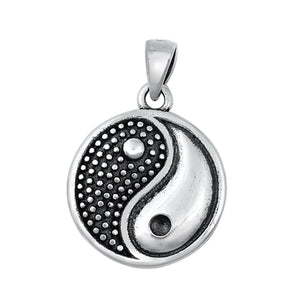 Sterling Silver Yin Yang Pendant Granulated Modern Harmony Dual Tone Charm 925