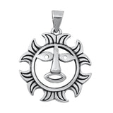 Sterling Silver Unique Sun Pendant Cutout Open Face Funky Charm 925 New