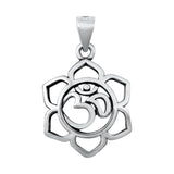 Sterling Silver Blooming Lotus Pendant Flower Om Meditation Mindfulness Charm