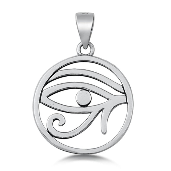 Sterling Silver Evil Eye of Horus Pendant Protection Open Hoop Cutout Charm 925