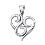 Sterling Silver Filigree Swirl Heart Pendant Elegant Flourish Curl Charm 925 New