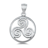 Sterling Silver Trinity Spiral Pendant Triquetra Filigree Swirl Hoop Charm 925