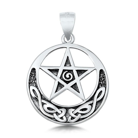 Sterling Silver Celtic Pentagram Pendant Star Filigree Swirl Knot Hoop Charm 925