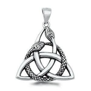 Sterling Silver Celtic Triquetra Pendant Trinity Snake Serpent Triangle Charm