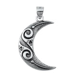 Sterling Silver Ornate Crescent Moon Pendant Swirl Oxidized Tribal Charm 925 New