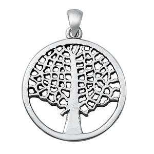 Sterling Silver Geometric Tree of Life Pendant Linear Grid Lattice Open Charm