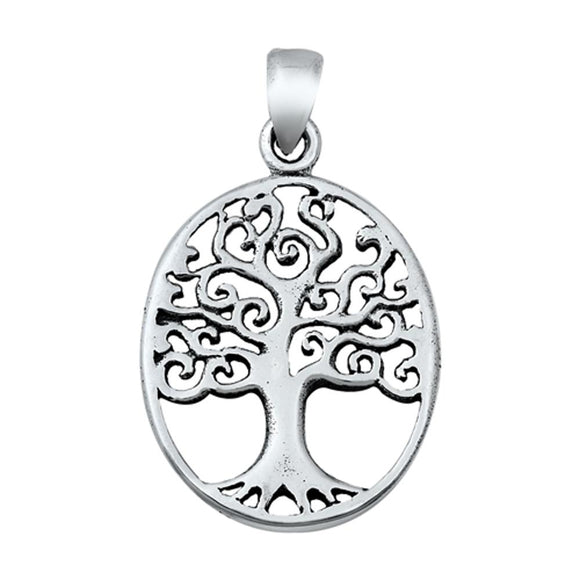 Sterling Silver Filigree Swirl Promise Tree Pendant Roots Curl Spiral Charm 925