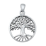 Sterling Silver Tree of Life Pendant Nature Leaf Branch Roots Charm 925 New