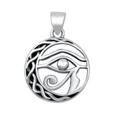 Sterling Silver All Seeing Eye of Horus Pendant Egyptian Braid Ornate Charm 925