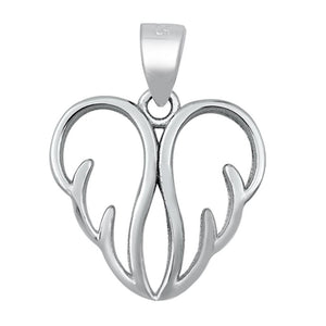 Sterling Silver Cute Angel Wing Heart Pendant Love Faith Loyality Charm 925 New