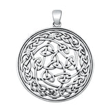 Sterling Silver Ornate Celtic Knot Medallion Pendant Detail Triquetra Charm 925