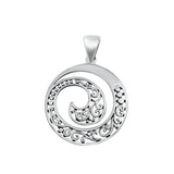 Sterling Silver Elegant Spiral Pendant Filigree Swirl Ornate Detail Charm 925