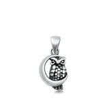 Sterling Silver Owl Crescent Moon Pendant Bird Feather Animal Mystical Charm 925