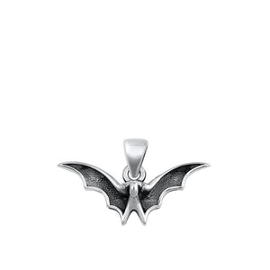 Sterling Silver Tiny Bat Pendant Cute Animal Oxidized Detail Creepy Charm 925