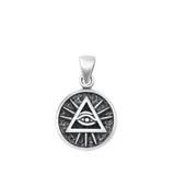 Sterling Silver Oxidized Eye of Providence Pendant Pyramid Triangle Charm 925