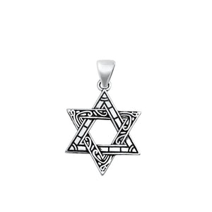 Sterling Silver Star of David Pendant Weave Filigree Swirl Triangle Charm 925