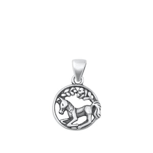 Sterling Silver Cute Horse Pendant Nature Leaf Animal Cutout Charm 925 New