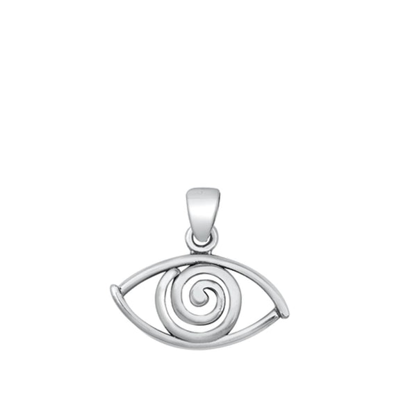 Sterling Silver Evil Eye Pendant Filigree Swirl Curl Spiral Open Charm 925 New