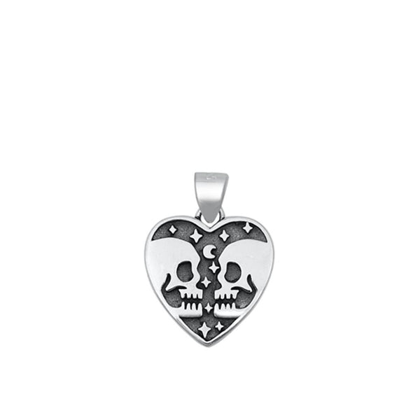 Sterling Silver Wholesale Skull Lovers Pendant Vintage Biker Goth Charm 925 New