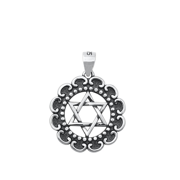 Sterling Silver Polished Star of David Pendant Jewish Magen David Charm