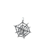 Gothic Animal Dark Web Oxidized Sterling Silver Spider & Web Pendant 925 New