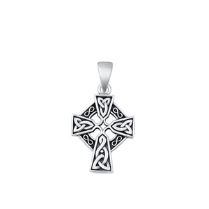 Sterling Silver Polished Celtic Knot Cross Pendant Christian Charm 925 New