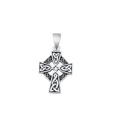 Sterling Silver Polished Celtic Knot Cross Pendant Christian Charm 925 New