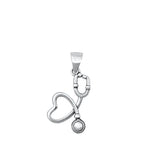 Sterling Silver Heart Stethoscope Pendant Doctor Nurse Medical Charm 925 New