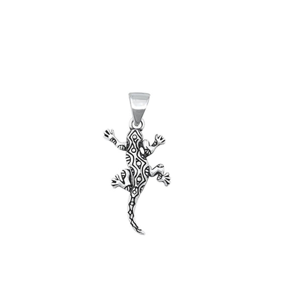 Sterling Silver Wholesale Pendant Oxidized Gecko Lizard Vintage Reptile Charm