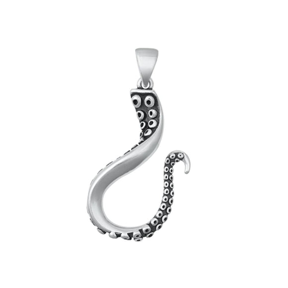 Sterling Silver Polished Octopus Tentacle Pendant Ocean Beach Charm 925 New