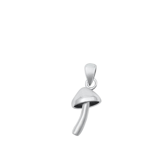 Sterling Silver Cute Mushroom Pendant High Polished Charm .925 New