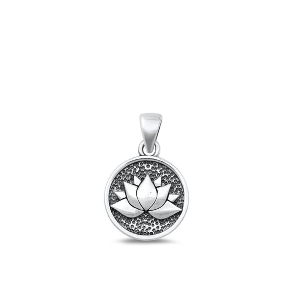 Sterling Silver Wholesale Lotus Pendant Oxidized Flower Charm 925 New