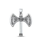 Sterling Silver High Polished Double Headed Celtic Axe Pendant Charm 925 New