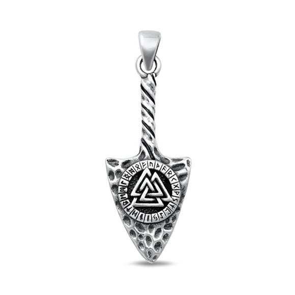 Sterling Silver Unique Valknut Arrowhead Pendant Oxidized Viking Charm 925 New