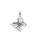 Sterling Silver Cute Oxidized Butterfly Pendant High Polished Charm 925 New