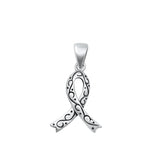 Sterling Silver Classic Cancer Ribbon Pendant High Polished Charm 925 New