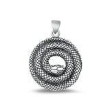 Sterling Silver Wholesale Coiled Snake Medallion Pendant Oxidized Charm 925 New