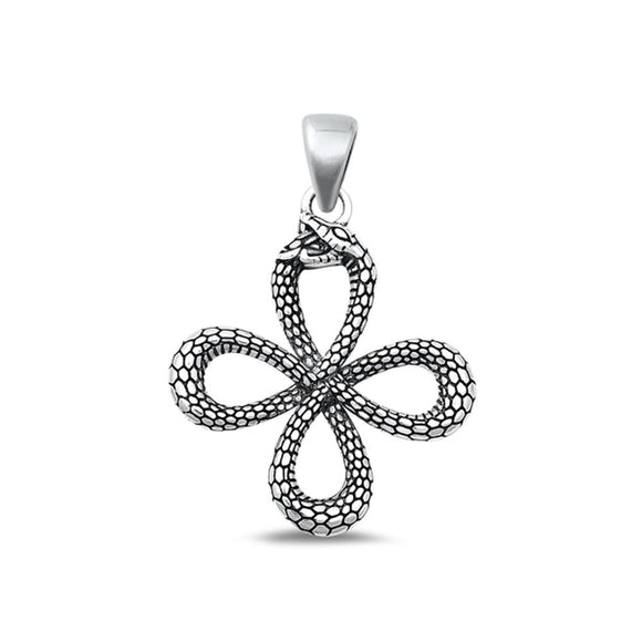 Sterling Silver Classic Snake Knot Pendant Oxidized High Polished Charm .925 New