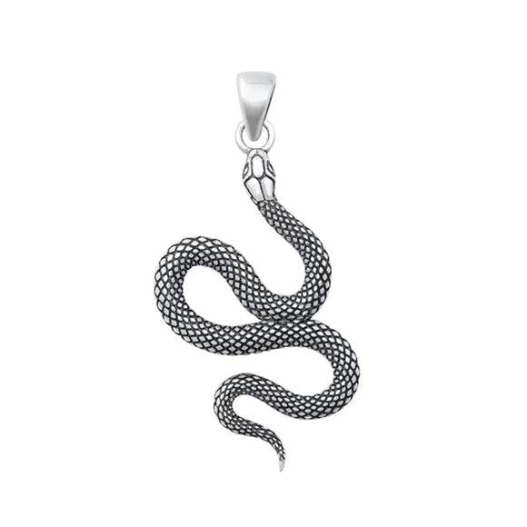 Sterling Silver Fashion Snake Pendant Oxidized High Polished Charm 925 New