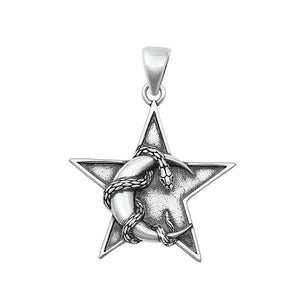 Sterling Silver Snake Moon Star Fashion Pendant Oxidized Medallion Charm 925 New