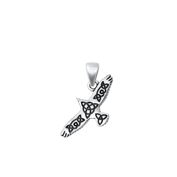 Sterling Silver Oxidized Fashion Celtic Trinity Charm Bird Pendant .925 New