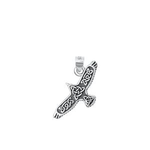 Sterling Silver Oxidized Celtic Bird Eagle Animal Trinity Pendant Charm .925 New