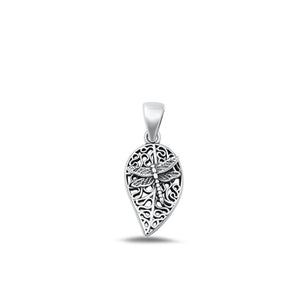 Sterling Silver Unique Dragonfly Pendant High Polished Filigree Charm 925 New