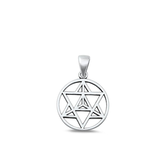 Sterling Silver Merkabah Oxidized Star of David Pendant Polished Charm .925 New