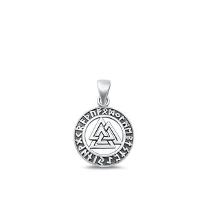 Sterling Silver Fashion Valknut Pendant Norse Symbol Medallion Charm .925 New